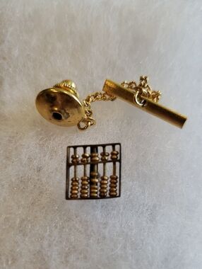 Abacus Tie Tac Goldtone Vintage